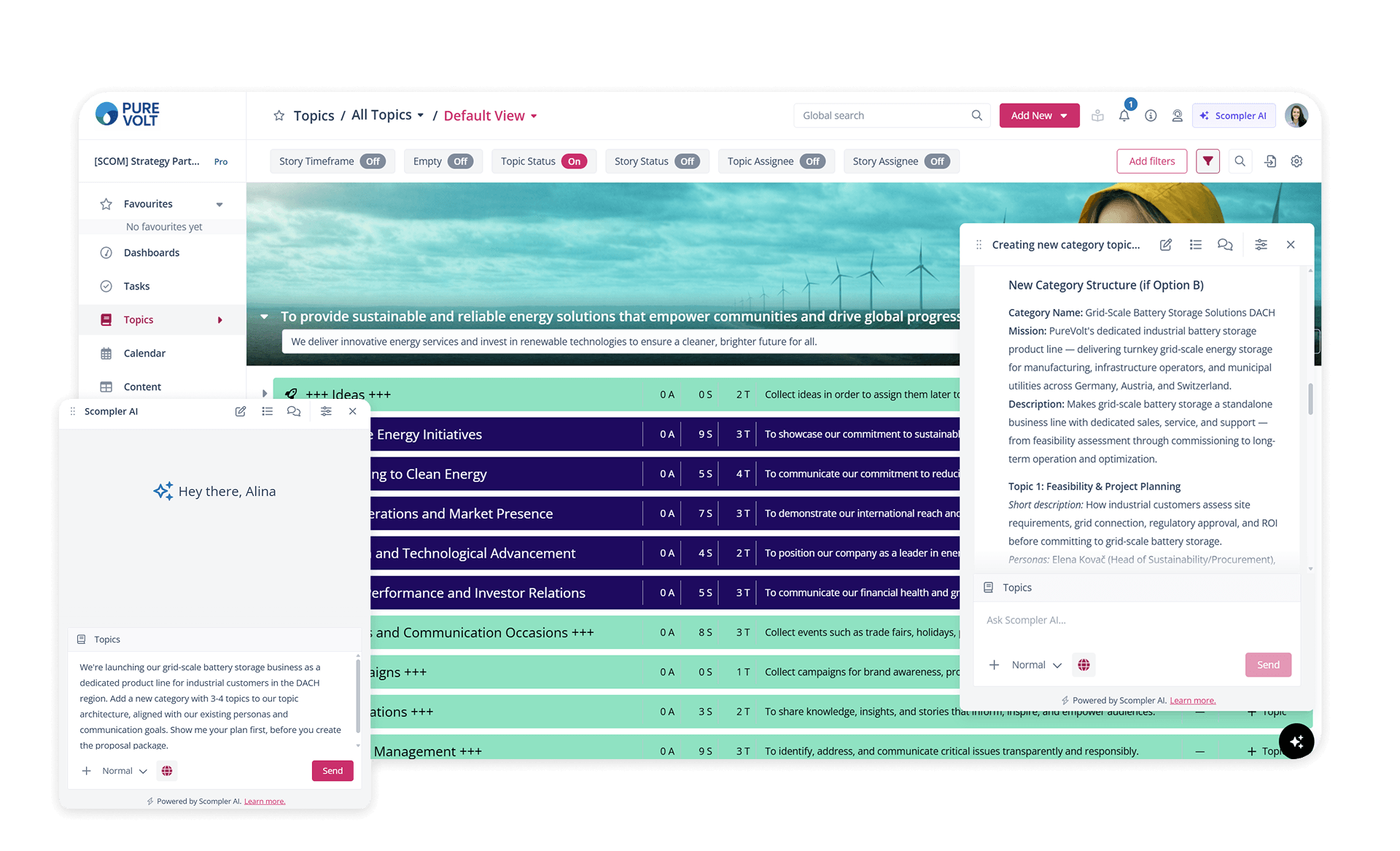 Scompler AI Themenl&uuml;cken erkennen und neue Themen erstellen