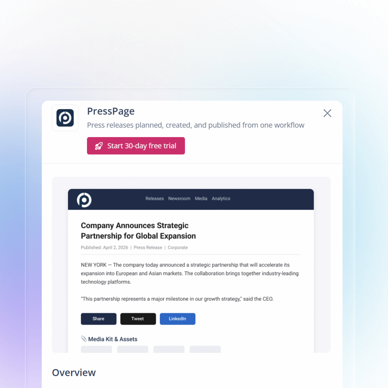 Presspage Marketplace App