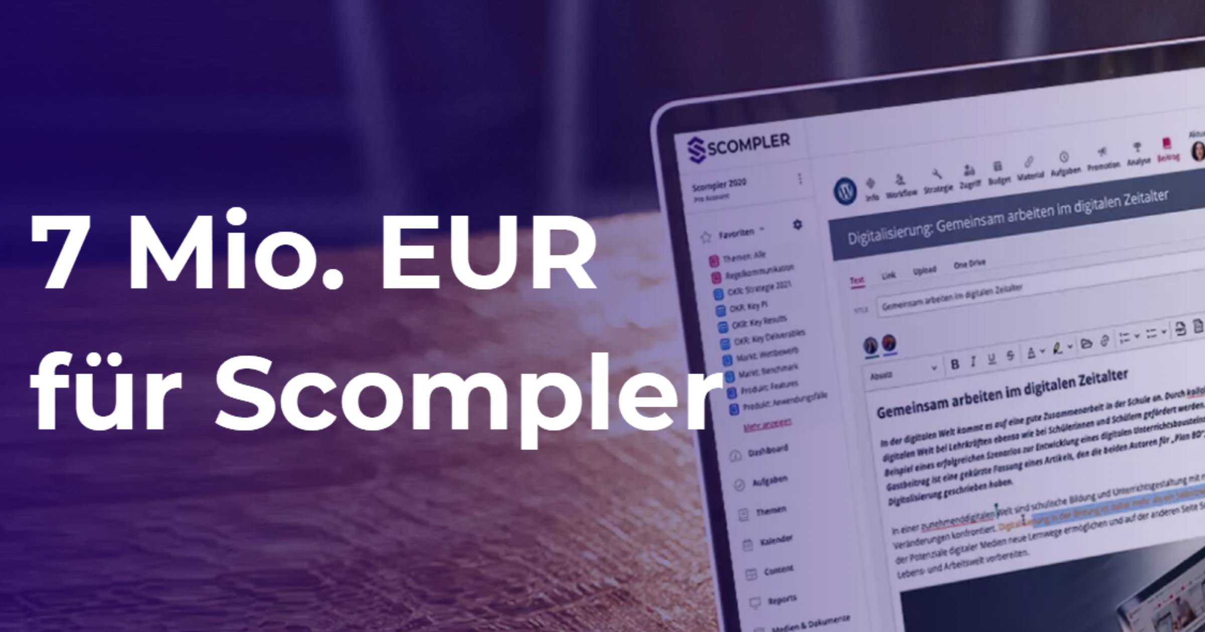 Content-Plattform Scompler schließt Series-A-Finanzierungsrunde über 7 Millionen EUR ab