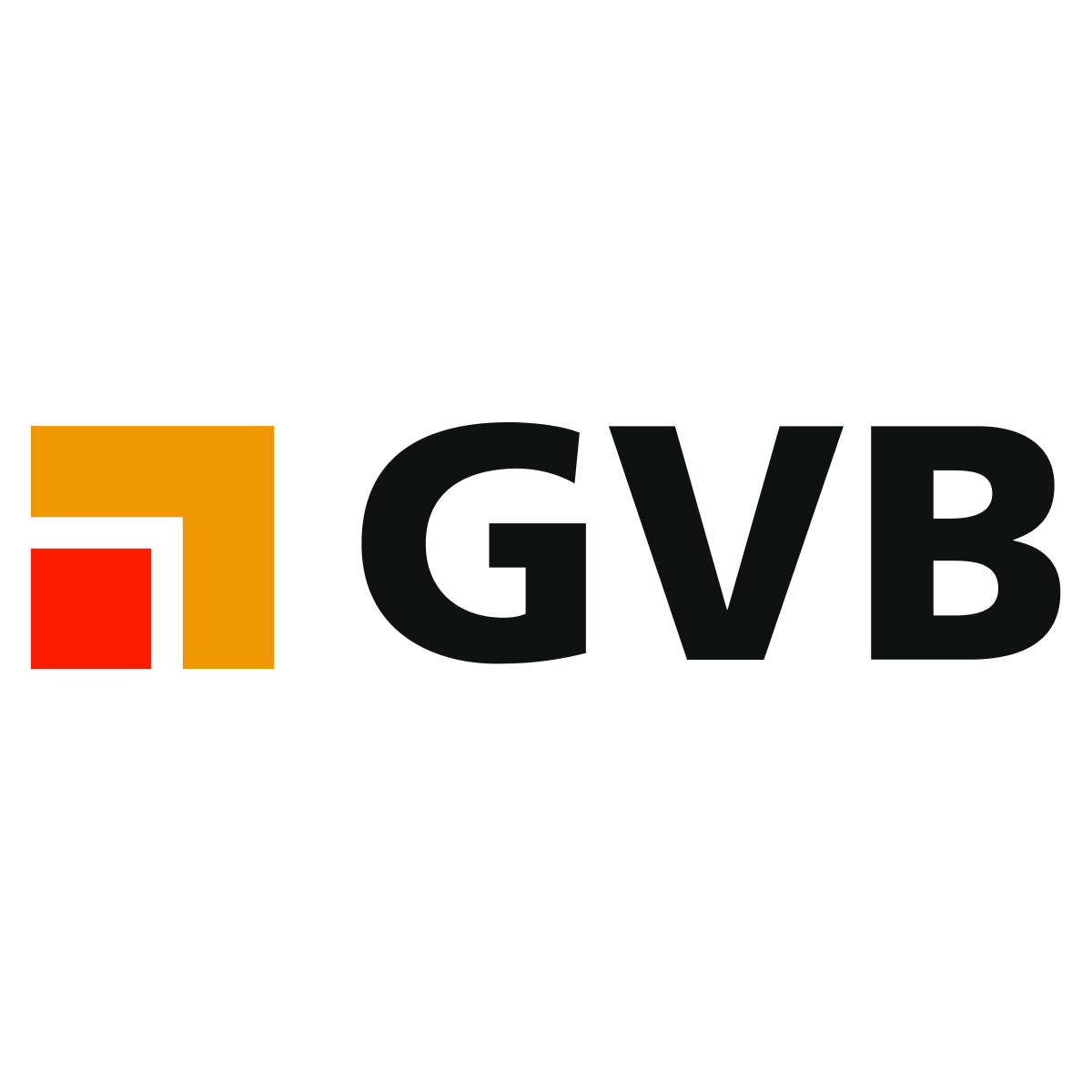GVB company logo: Memorable design with a bright orange-red symbol and clear GVB lettering.