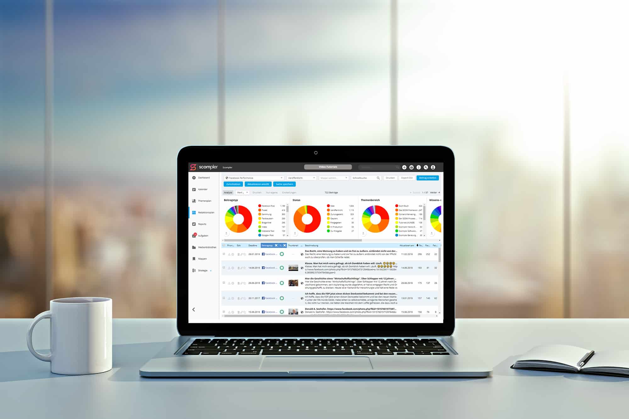 Laptop mit Content Strategie Benutzeroberfl&auml;che: F&uuml;r strukturiertes Content Marketing gibt es keine Alternative zum Tool.