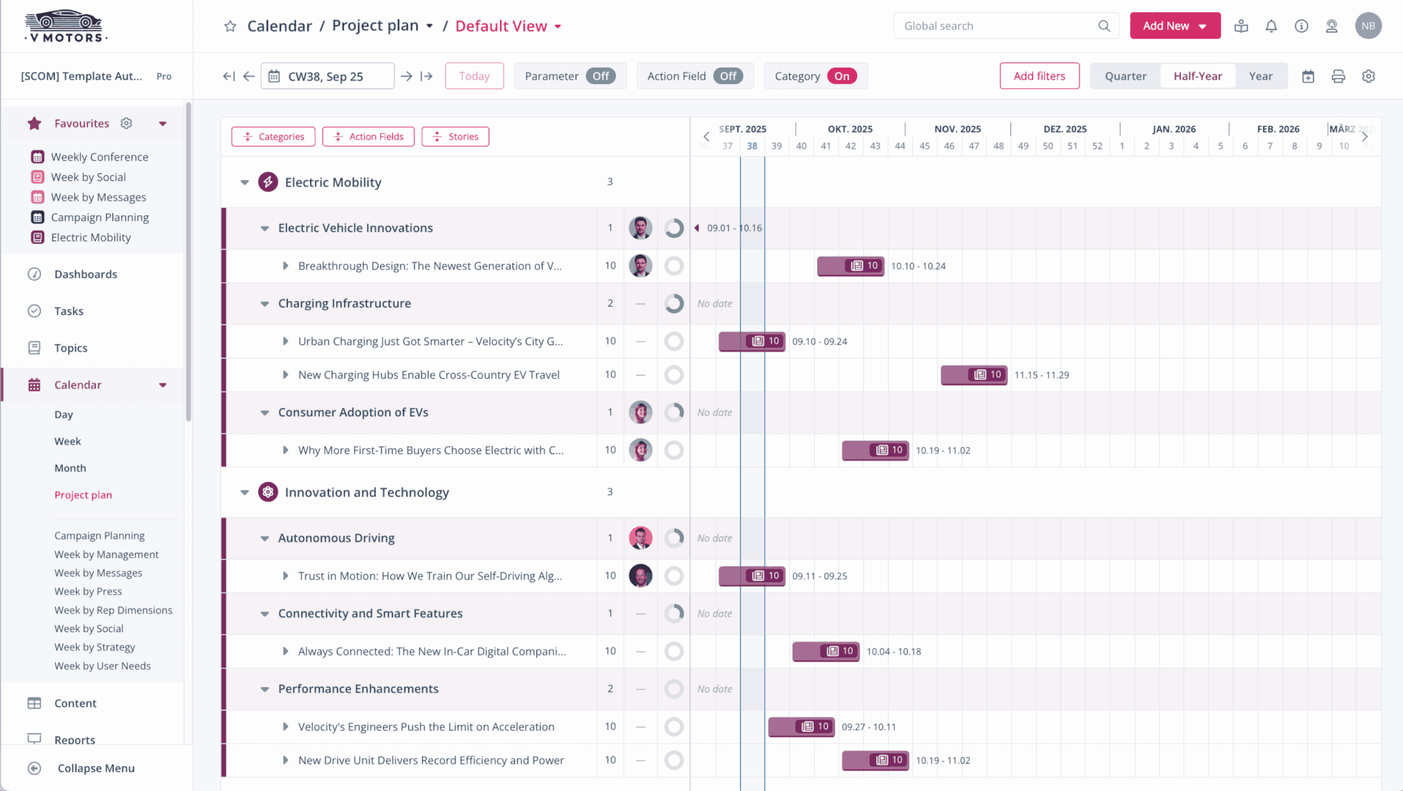 project planning software timeline view innovation management tool 1
