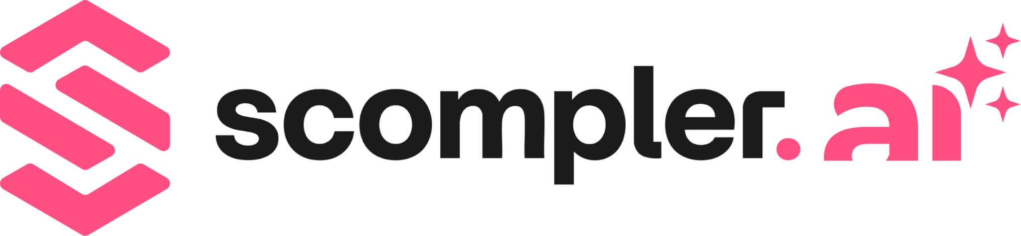 Das Scompler AI Logo f&uuml;r die Pressemitteilung zeigt das pinke Markenzeichen mit KI Schriftzug.