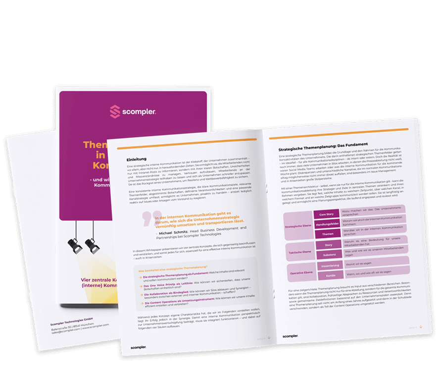 Scompler Whitepaper: Strategische Themenplanung als Fundament f&uuml;r eine erfolgreiche interne Kommunikation im Unternehmen.
